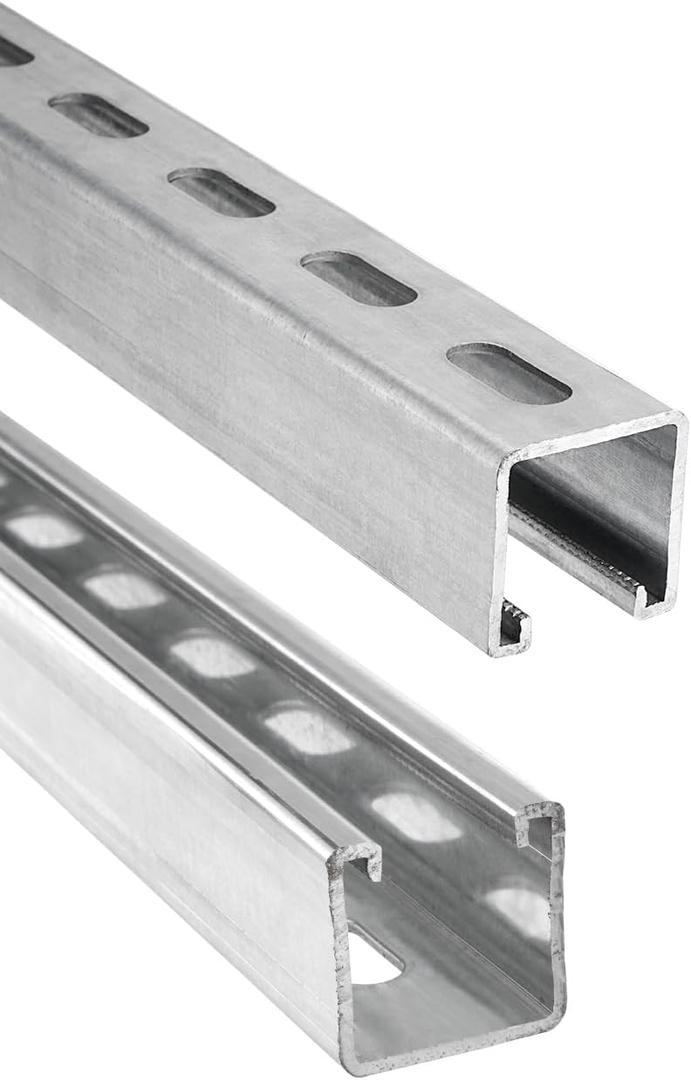 4.75 Feet Strut Channel Trolley Track 1-5/8" 12 Gauge, Heavy Duty Metal Steel u Channel with Short Slotted Back Channel, Pre-Galvanized Zinc, Pack of 1 Metal Strut Channel