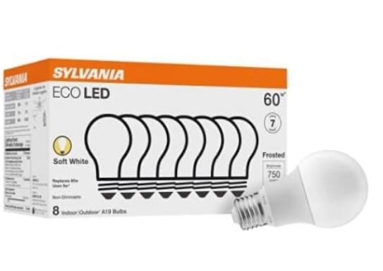 SYLVANIA ECO LED Light Bulbs, A19 60W Equivalent, Efficient 9W, 7 Year, 750 Lumens, 2700K Soft White (40821)