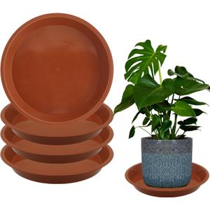 4 Pack 16 Inch Round Plant Saucers for Less 14 Inch Pot Indoors Outdoors Plant Trays for Pots Planter Saucer Plastic Drip Tray Planter Water Tray(Terracotta, 16"(4pcs))