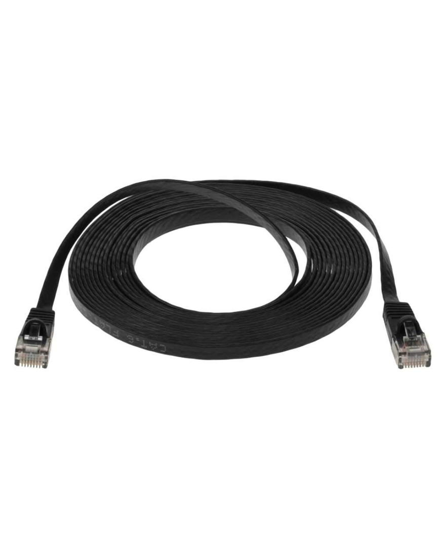 20 ft Cat 6 Unshielded (UTP) Flat Ethernet Network Cable - Black