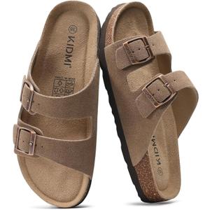 KIDMI Unisex Summer Sandals Arch Support Cork Footbed Slide Sandals with Double Adjustable Buckle for Women Men 42