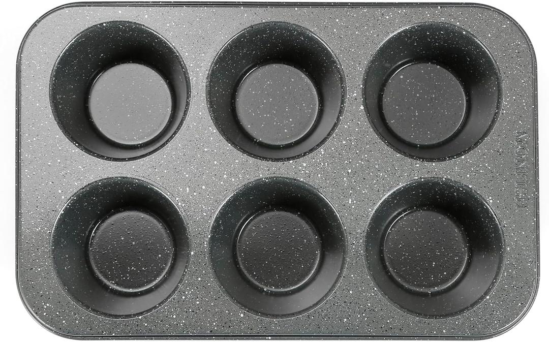 Monfish large muffin pan Jumbo Cupcake tin grey stone finish non sticking 3.5x1.75 inch cup