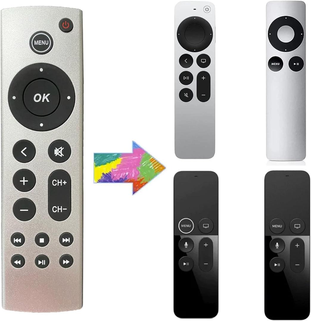Universal Replacement Remote for Apple TV 4K/ Gen 1 2 3 4/ HD A2843 A2737 A2169 A1842 A1625 A1427 A1469 A1378 A1218, No Voice Command Included