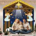4 Pcs 98 Inch Nativity Christmas Door Decoration Holy Night Religious Door Cover Christian Porch Banner Decor for Classroom Winter Holiday Photography Home Party Decor