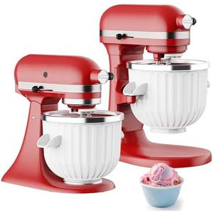 Ice Cream Maker Attachment for Kitchenaid Stand Mixers, Ice Cream Maker Machine Compatible with 4.5QT and Larger KitchenAid Mixers, 2-Quart Capacity, Sorbet and Gelato Maker Accessory by TPGSING