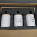 JUXYES Set of 3 Ceramic Canisters Set for Sugar Coffee Tea With Handle Tray, Luxurious Storage Containers Sets with Lids Decorative Storage Pots White Ceramic Storage Jar for Kitchen Dining Counter
