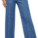 Astylish Womens High Waisted Wide Leg Jeans Cropped Straight Leg Denim Pants, Size 18