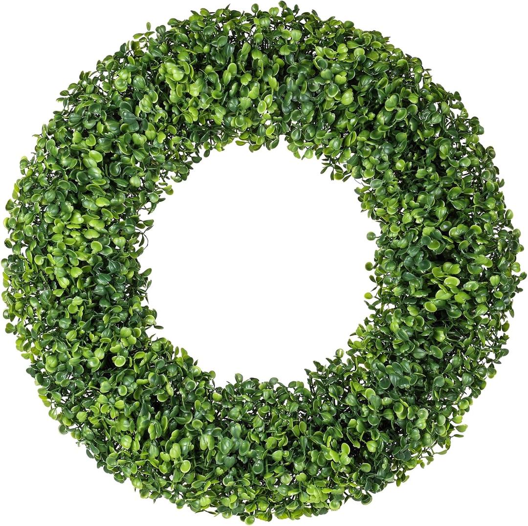 Spring Wreaths, 20" Summer Wreath, Boxwood Wreaths for Front Door, for Spring, Summer, Fall or Winter Wreath,Used for Farmhouse, Room Indoors,Outdoors, corridors, Offices. (Green)