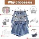 Pants Hangers Space Saving,Stackable Skirt Hangers with Clips, Hanging Closet Organizer and Storage,Clothes Hangers, College Dorm Essentials Apartment Essentials- 8 Pack
