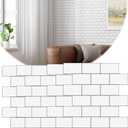 Peel and Stick Backsplash, 20-Pack Thickened Stick on Subway Tiles, Faux Ceramic Tiles for Kitchen, Bathroom, White