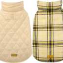 Kuoser Waterproof Dog Coat, Reversible Dog Jacket for Large Dogs, Adjustable Durable Doggie Winter Coat for Growing Puppies Warm Puppy Cold Weather Apparel, Yellow L (Large (Pack of 1))