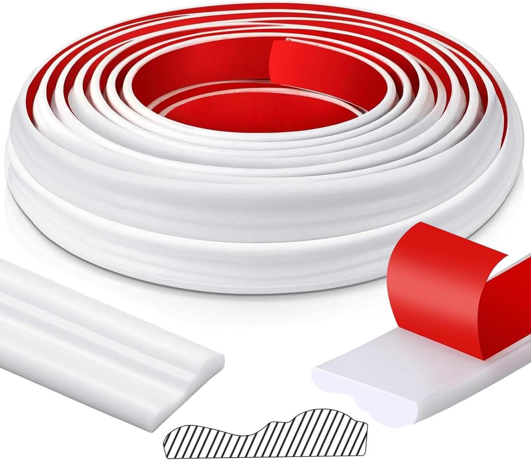 Innconee 32.8ft x 1.6 Inch Flexible Peel and Stick Molding Trim for Wall, Baseboard, Backsplash, Tile Edge, Chair Rail, Mirror-self Adhesive Moulding Trim for Bathroom Wall Door Floor Window, White