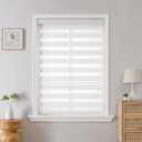 Joydeco Cordless Zebra Blinds for Windows, Dual Layer Light Control Window Blinds with Light-Proof Aluminum Cover, Free-Stop Roller Shades for Home & Office (White,60" W x 75" H)