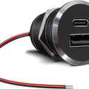 12V USB Outlet All-Aluminum QC 3.0 USB-A & USB-C PD3.0 Dual Fast Car Charger Socket, Recessed Mount Car USB Port for Car Truck Boat RV Camper Van Trailer (Small Version)