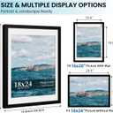 18x24 Picture Frame Set of 2, Wood Frame with Real Glass, Wide Border | Displays 16x20 with Mat or 18x24 without Mat, Horizontal or Vertical Wall Mount, Matte Black for Gallery Walls