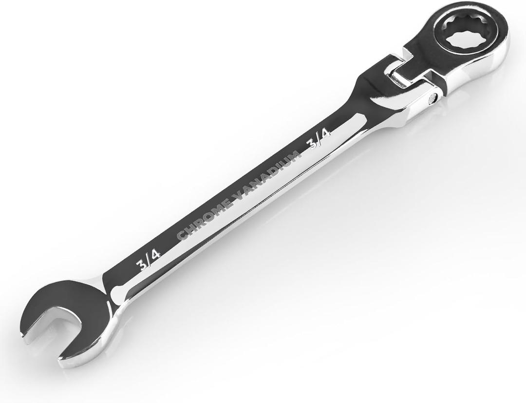 Egofine 3/4 Inch Ratchet Wrench Flex Head, Ratcheting Combination Wrench SAE, Industrial Grade Gear Spanner with 12 Point Box End, 72-Teeth Ratchet, Chrome Vanadium Steel