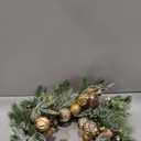 YUGALI 24” Christmas Wreath for Front Door with Lights Hanger Golden Ball Artificial Frosted Evergreen Pine Cones Gilded Forest Foliage Winter Outdoor Décor Indoor Wall Decorations