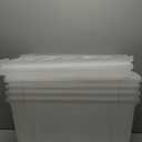 IRIS USA 51 L (54 QT) Plastic Storage Box with Lid and Latches - 4 Pack - BPA-Free, See-Through Organizing Solution, Durable Nestable Stackable Containers, Secure Pull Handle - Clear