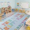 Frienda 13 x7.5 ft Large Classroom Rug for Kids Rainbow Cloud Rug