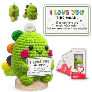Gossby Valentines Day Gift for Wife Husband Boyfriend Girlfriend - Handmade Positive Dinosaur Crochet - Romantic Anniversary, Christmas, Birthday Couple Gift for Him Her - I Love You This Much
