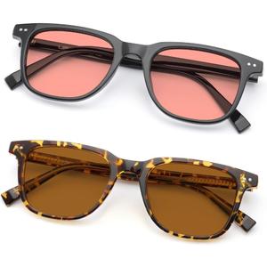 Indoor Fluorescent-41 Pink & Outdoor Fluorescent-60 Brown Tinted Migraine Light Sensitivity Glasses for Photophobia, Fluorescent LED Glare and Computer