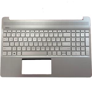 Replacement for HP 15-DY 15-EF 15s-eq 15s-fq 15T-DY100 15Z-EF100 17-CA1022CY 14-dh1000 15 inch Laptop Upper Top Cover Case Palmrest Not-Backlit Keyboard Assembly Part L63578-001 Sliver
