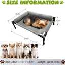 Raised Dog Beds for Small Dogs, Cooling Indoor Outdoor Elevated Bolster Dog Cot Hammock with Metal Frame Breathable Mesh, Portable Dog Sofa Camping Dog Bed (23.62" L x 15.75" W x 5.91" H