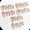 Fall Maple Leaves Press On Nails Gold Fake Nails Short Glitter French False Nails Press Ons With Maple Leaves Design Autumn Glue On Nails Square Glossy Stick On Nails For Women Nail Supplies