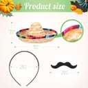 Pasimy 12 Pcs Cinco De Mayo Fiesta Sombrero Headband Hat Fake Mustache Mexican Party Favors Costume Luau Event Photo Props