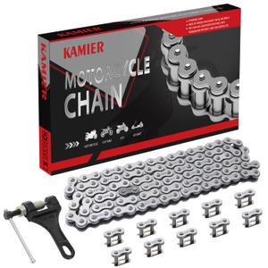 KAMIER 420 Drive Chain 102 Link with Chain Breaker for CRF50 XR50 KLX110 PW80 TTR90 RM60 50cc 70cc 90cc 110cc 125cc TaoTao Coolster Kayo SSR Chinese Pit Dirt Bike 4 Wheeler ATV Go Kart Mini Bike Parts (Silver, Silver)