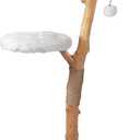 Luxury Natural Wooden Cat Tree  Modern, Eco-Friendly Design with Soft Cushions, Woven Bed, and Scratching Post for Cats