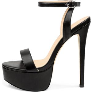 MERUMOTE Women's Platform Heels Sky High Heel Sandals Party Bridal Evening Shoes (7.5, Black)