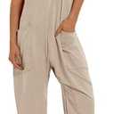 Muchpow Women's V Neck Sleeveless Jumpsuits Spaghetti Straps Harem Long Pants Overalls With Pockets Size M