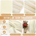 Lounsweer 8 Packs Satin Tablecloth 102 x 58 Inches Rectangle Table Cover Silk Smooth Fabric Party Table Cloth for Rectangle Parties, Holiday Dinner Wedding Banquet Decoration(Ivory)