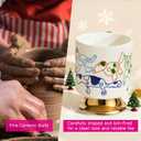 Christmas Mugs Whimsical Animal Ceramic fun Coffee Mug  14oz Childlike Hand-Drawn Cat, Dog & Bear Design  Cute gothic Coffee Cup Gift for Women, Girls, Kids (white)