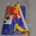 TMHTMH 18x12 Inch Haiti Wall Banner Flag,Wooden Hanging Pole and Double Satin Finish,Haitians Hanging Flag,for House Room,School Classroom, Club and Door