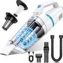 AHNR Handheld Vacuum Cordless, 16000PA Powerful Suction Hand Held Vacuum Dust Busters Cordless Rechargeable with LED Light & 2 HEPA Filters, Portable Car Vacuum Cleaner High Power for Car Home Office (White & Blue)