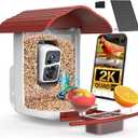 birdsnap PAV-Bird Feeder with Camera,2K HD with 64GB Card, AI Identify Smart Bird House Cam Solar Panel,Live Stream,Motion Detection,Auto Record Video for Backyard Outdoors,Ideal Gift for Bird Lover (Red)