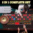 5 in 1 Super Casino Game Set: Blackjack/Texas Hold'em/Roulette/Craps/Poker Kit, 10" Wooden Roulette Wheel, Carrying Case with 360 Plastic Chips, 6 Deck Shuffler, 2 Double-Sided Rubber Mat And More