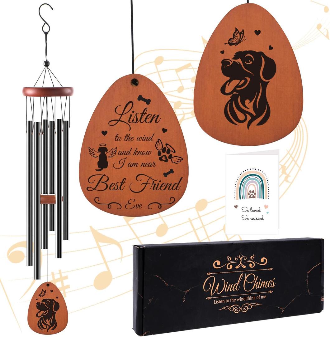Pet Memorial Gifts for Dogs Windchimes - Luvsweets Dog Memorial Gifts for Loss of Dog Mum Owner, Sympathy Wind Chimes for Outside, Garden Patio Porch Decor, Pet Passing Away Remembrance Present
