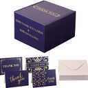 100 Pack Blue Thank You Cards & 100 Pack White Envelopes 4.25 x 6.25 inches Elegant Fold Over Greetings Blank Inside, Handwritten Style For Business Graduation Baby Shower & Wedding