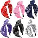 Jaciya Bandana Bow Headbands for Women Wide Headband Bunny Ears Headband Girls Hair Accessories (Bandana-Blue,Purple,White)