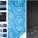 2 Pack Lightweight Thin Beach Towel Oversized 71"x32" Big Extra Large Microfiber Sand Free Towels for Adult Quick Dry Travel Camping Beach Accessories Vacation Essential Gift Black Mandala Blue Shell