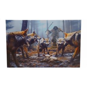 Christian Wall Art Jesus Running After Lost Lamb for Bedroom Office Canvas Printed Wolf and Lamb Pictures Jesus Christ Artwork Modern Living Room Church Framed Ready to Han(16x24)