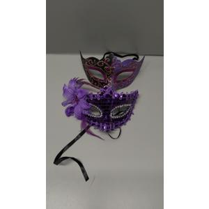 MYMENU Masquerade Mask for Women Couple Masquerade Mask for Men Shiny Venetian Mask Halloween Mask for Party Prom (Purple Couple Set)