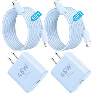 Phone 17 Charger Fast Charging, 45W Super Fast USB C Chargers Block with 10ft Type C Cord for Phone 17/17 Pro/17 Pro Max/Air/16 15 Pro Max Plus,iPad, Galaxy (Blue)