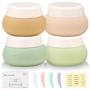 DHQH Travel Containers 4Pack 1oz TSA Approved Silicone Jars with Lids Leak-proof Essentials for Cosmetic, Face, Body Cream (30ml container-f)