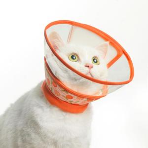 PUPTECK Cat Cone Collar Soft for Neck, Cat Recovery Collar to Stop Licking After Surgery, Adjustable Elizabethan Pet Collar for Small Medium Cats Kittens, Orange S (S - Neck Girth 6-9in, within 6.6lbs)
