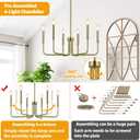 Lynnoland Brass Chandelier, 6-Light Farmhouse Chandeliers for Dining Room Lighting Fixtures Hanging, Vintage Candle Pendant Light Light Fixture for Bedroom, Kitchen, Foyer and Living Room