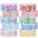 10 Rolls Waterproof Plastic Tape Cute 15mm Wide Self-Adhesive Tape Butterfly and Fruits Pattern Masking Clear Printed Sticker Lovely Gift for Scrapbook, Bullet Journal, Planner, Arts & Crafts-65.6 Ft